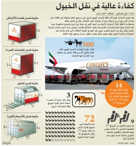 طيران الامارات كفاءة عالية في نقل الخيول