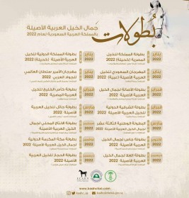 مركز الملك عبد العزيز يعلن عن جدولة 14 بطولة خلال موسم بطولات جمال الخيل 2022